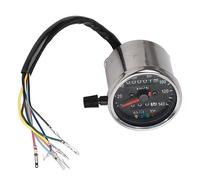 65mm Black Face LED Mechanical Motorcycle Speedometer Odometer Gauge with High Beam Neutral Engine Oil Turn Signal Indicators Universal Fit Chrome Black Finish