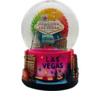 65mm Las Vegas Glittler Snowglobe with The Base Featuring The Famouse Landmarks of The las Vegas Strip (Pink)
