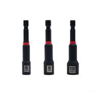 65mm Magnetic Hex Nut Driver Socket Wrench Adapter for 6mm-14mm Sockets, Chrome Vanadium Steel Extension Sleeve for Power Drills, Pneumatic Screwdrivers & DIY(6+8+10MM)