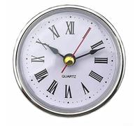 65mm Quartz Clock Insert with Roman Numerals, Gold Trim Replacement Movement for DIY Repair or Refurbishing Broken Clocks, Clear Lens and White Face for Home Décor Projects, Compat(Silver)