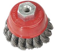 65mm Twisted Knot Wire Cup Brush Wheel - Steel Filaments - M10 x 1.5mm Thread