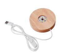 (65mm, Warm White) 3D Round Crystal Glass LED Night Light Battery Electric Light Up Display Stand Base