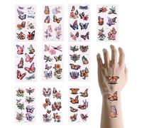 65pcs Butterfly Temporary Tattoos, 3D Realistic Waterproof Temporary Tattoos for Kids Watercolor Dragonfly Fake Stickers Arm Shoulder Decorations for Boys Girls Birthday Party Supplies