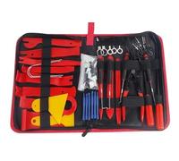 65Pcs Car Trim Removal Pry Tool Set, Nylon Door Panel Dash Molding Interior Clip Fastener Remover Kit, Audio Stereo Wiring Terminal Tools & Oxford Storage Bag, Red/Black