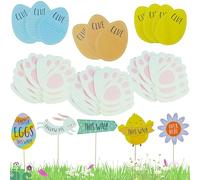 65Pcs Easter Themed Yard Signs, Egg Hunt Game Markers, Easter Hunt Sign Directions for Garden Egg Game Arrows Directions for Outdoor Party Supplies