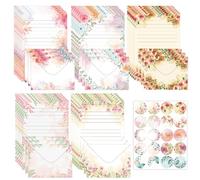 65pcs Flora Letter Paper Envelopes Set,30 Sheets A5 Letter Papers with 15 Envelope and 20 Sealing Stickers,Pretty Stationery Set for Love Letters Creative Party Birthday Invitation (Flora-B)