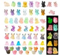 65Pcs Mini Resin Animals, 8 Styles Luminous Small Plastic Animals, Mixed Mini Resin Figures Miniature Tiny Animal for Micro Landscape Fairy Garden Aquarium Dollhouse Decor