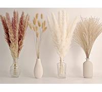 65PCS Pampas Grass Decor, Including pompas Floral, Reed Dried Grass and Bunny Tails Dried Flowers, Natural Dried Pampas Grass Bouquet for Boho Decor Wedding, Home Decoration