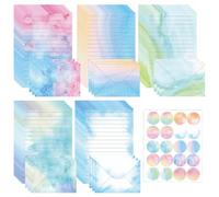 65pcs Watercolor Letter Paper Envelopes Set,30 Sheets A5 Letter Papers with 15 Envelope and 20 Sealing Stickers,Pretty Stationery Set for Love Letters Creative Party Birthday Invitation (Watercolor-B)