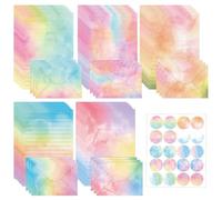65pcs Watercolor Letter Paper Envelopes Set,30 Sheets A5 Letter Papers with 15 Envelope and 20 Sealing Stickers,Pretty Stationery Set for Love Letters Creative Party Birthday Invitation (Watercolor-A)