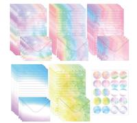 65pcs Watercolor Letter Paper Envelopes Set,30 Sheets A5 Letter Papers with 15 Envelope and 20 Sealing Stickers,Pretty Stationery Set for Love Letters Creative Party Birthday Invitation (Watercolor-D)