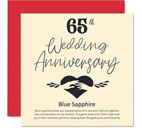 65th Anniversary Card for Husband Wife Boyfriend Girlfriend - 65th Wedding Anniversary - Blue Sapphire Wedding Card for Women Men Her Him, 145mm Greeting Cards Fiance Fiancee