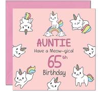65th Auntie Birthday Card - Funny Cat Cute Aunty Aunt Birthday Card for 65 Year old Sixty Five, Sixty Fifth