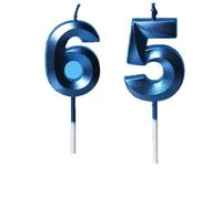 65th Birthday Candles Blue Number 65 Happy Birthday Candles Cake Topper Decorations for Children Birthday Party for 3D Designed Wedding Anniversary Party Wedding Anniversary Celebration Supply
