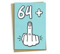 65th Birthday Card, 64 + 1, Funny Birthday Card for 65 Year Old Women or Men, A5