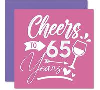 65th Birthday Cards for Women - Cheers - Happy Birthday Card for 65 Year Old Woman Friend Nanny Wife Cousin, 145mm Bday Greeting Cards