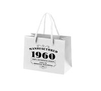 65th Birthday Gift Bags - White Paper Gift Bags with Handles for Women Men - Small Gift Bags with Rope Handles - Presents Bag - Manufactured 1960