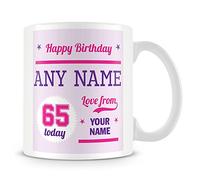 65th Birthday Gift - Personalised Mug/Cup - Add Name - Pink