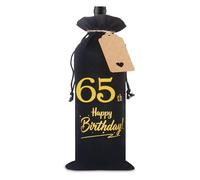 65th Birthday Gifts for Men, Decorative 65th Birthday Wine Gift Bag with Tag and Drawstring