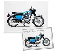 65th Birthday Gifts for Men who Have Everything - Bday Card with Matching Unframed A4 Print for him - Keepsake idea for 65 Year Old Man - Mens Gift - AJS Motorbike Motorcycle Art