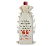 65th Birthday Gifts for Men Women 65th Birthday Wine Bag 65th Birthday Gift Ideas Wine Bottle Bag for 65 Years Old Dad Mum Husband Wife Sister Brother Best Friend Auntie Uncle