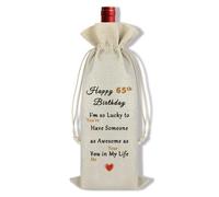 65th Birthday Gifts for Men Women 65th Birthday Wine Bottle Gift Bag for 65 Years Old Friend Husband Wife 65th Birthday Gift Ideas for Mum Dad Sister Brother Boss Colleague