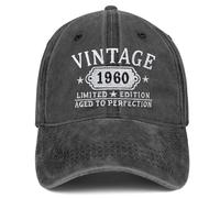 65th Birthday Gifts for Women Man Vintage 1960 Baseball Cap Ideas Gift, Black, One size