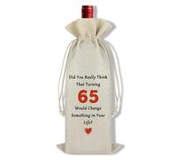 65th Birthday Gifts for Women Men Happy 65th Birthday Wine Bottle Gift Bag 65 Year Old Birthday Gifts for Friends Sister Brother Husband Wife Mum Dad 65th Birthday Decorations