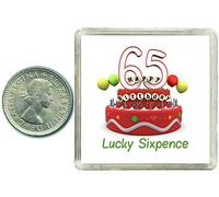 65th Birthday Lucky Sixpence. Great good luck present idea for man or woman
