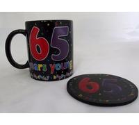 65th Birthday Mug & Coaster Set. 65 Years Young. Happy 65th Birthday
