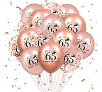 65th Birthday Party Decorations - 18 Pcs Rose Gold Latex and Confetti Balloons for Women Men - Anniversary Decor Supplies 12 Inch