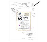 65th Birthday Party Guest Book Poster - Table Centerpiece Decoration Banner for Women or Men Turning 65 years old - Sweet Guest Book Alternative - Size A3 Art Anniversary Keepsake Sign for Wishes