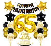 65th Black Gold Decoration birthday Men's 65th Birthday Balloons & Garland for Women & Men