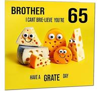 65th Brother Birthday Card - Cheese Pun Funny Brothers Birthday Card for 65 Year old Sixty Five, Sixty Fifth
