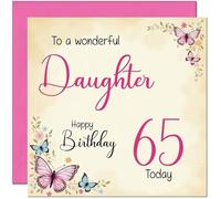 65th Daughter Birthday Card - Beautiful Butterfly Floral Daughters Birthday Card for 65 Year old Sixty Five, Sixty Fifth