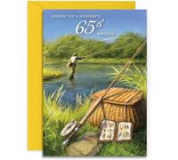 65th Fishing Birthday Card - Medium Sized Card (A5 Size -148mm x 210mm) with Envelope