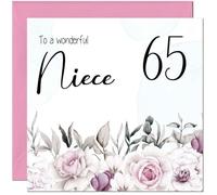 65th Niece's Birthday Card for Niece Floral Elegant Birthday Card for 65 Year old Sixty Five, Sixty Fifth