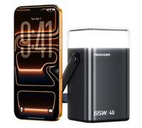 65W Charger Power Bank 40000mAh, Large Capacity Portable Charger Fast Charging Lightweight External Battery Bank for Travel, Camping - Compatible with MacBook, iPhone, Laptop (Midnight Black)