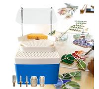 65W Electric Glass Grinder Kit, Stained Glass DIY Tool with 5/8"+1" Diamond Bits, Automatic Water Supply & Splash Baffle for Mosaics Ceramics Crafts