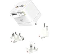 65W GaN Dual USB-C Fast Charger with 0.7m Retractable Cable, Travel Adapter | Swappable UK/EU/AU/US Plugs for MacBook Air/Pro, iPad, iPhone 18/17/16, Galaxy S25/S24, Pixel, Switch, Steam Deck & Laptops