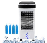 65w Portable Air Conditioners W/Remote & 4 Ice Crystals-Evaporative Cooler/Humidifier/Fan For Bedroom & Home Office | With Upgraded Version Of 6-Liter Pull-Out Water Tank,7h Timer