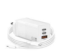 65W USB C to C GAN Fast Charger 3-port Compatible with Mac Book Pro,Air,Len ovo Asus,A cer,Dell,H P Laptop,charging for i Phone 16 15 14 Series,i Pad Pro Air,Galaxy S22/S21,Type C Wall Power Adapter