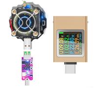 65W USB Electronic Load Tester DC 5-24V Adjustable Constant Current Module with Intelligent Fan for Power Supply Aging Test and PD Voltage Trigger Support(Combination)