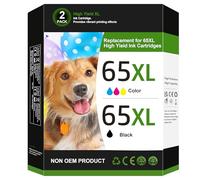 65XL Ink Cartridges Black/Color Combo Pack High Yield Replacement for HP Ink 65 65XL Work for HP DeskJet 3755 3772 3700 3722 3752 2600 2622 Envy 5055 5000 5070 5052 5014 Printer (1 Black,1 Tri-Color)