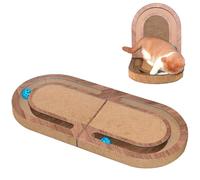 66.0 cm Cat Scratching Board, Scratching Board with Chasing Bells, Double-Sided Design, Interactive Cardboard Cat Scratcher for Indoor Floor, Wall and Couch