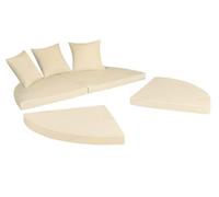 66" 5-Piece Outdoor Daybed Cushion Cover, Patio Replacement Round Daybed Sun Bed Cover with Zipper Water-Resistant Rattan Sectional Sofa Cushion Cover-Beige