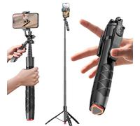 66.9'' Phone Tripod, Unique Auto-Pop Open Selfie Stick,Extendable Aluminum Smartphone Tripod with Remote & Steady Handle, 360 Rotating Portable Phone Stand Filming for iPhone Travel Vlog