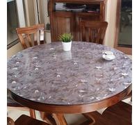 66.93in Round Plastic Table Cover - Waterproof PVC Table Protector, Easy to Clean Vinyl Tablecloth for Dining Room & Coffee Table, 1.5mm Thick