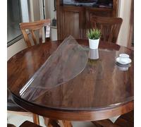 66.93in Round Plastic Table Cover - Waterproof PVC Table Protector, Easy to Clean Vinyl Tablecloth for Dining Room & Coffee Table, 1.5mm Thick