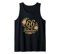 66 And Fabulous Floral 66th Birthday Celebration Funny Tank Top